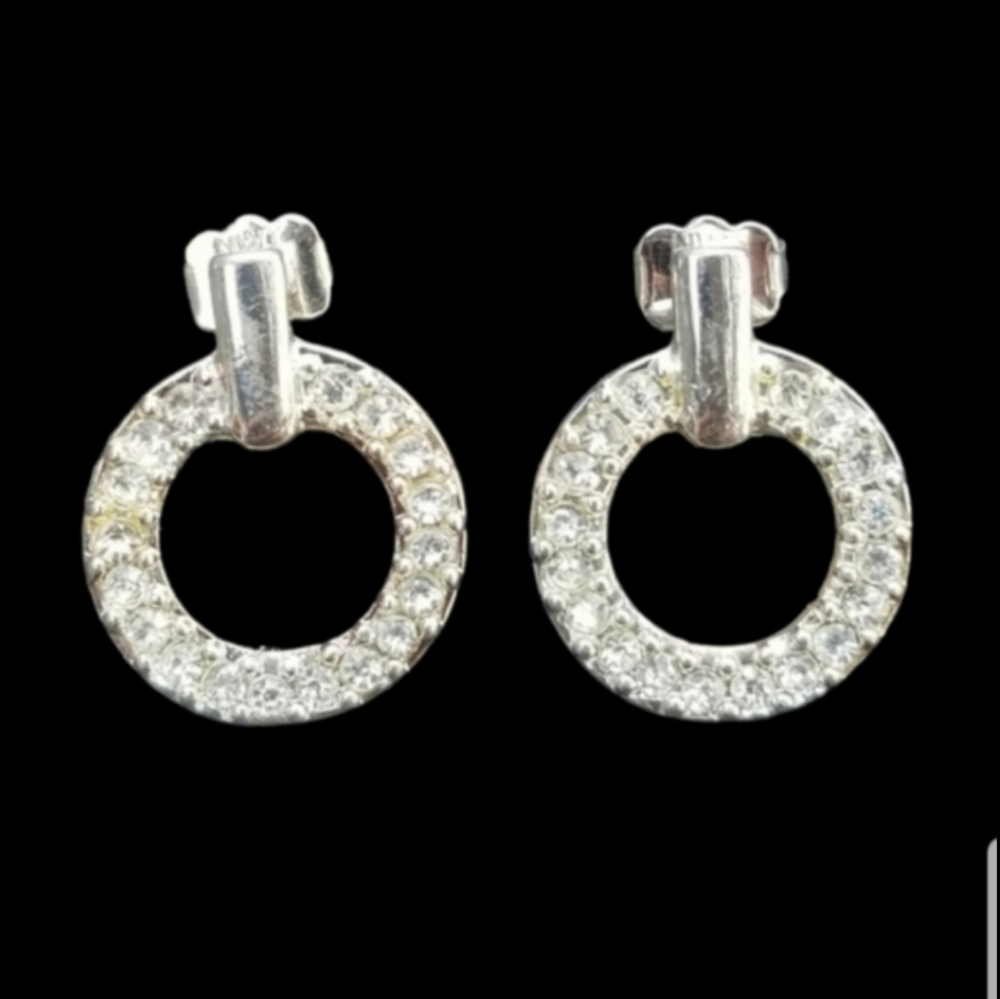 AVON 2010 "FLORENCE" PAVE CRYSTAL  SILVERTONE EARRINGS